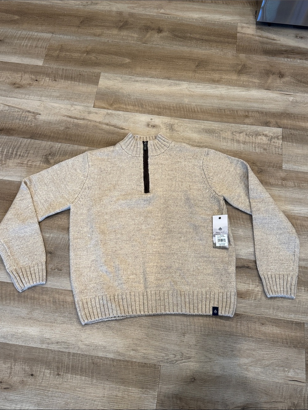 RAINFOREST Mont Tremblant Men’s Rib Knit Quarter-Zip Sweater Oatmeal RF3508